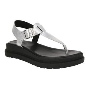 Naturalizer Women's Alyssa T Strap Thong Platform Sandals Silver Size 9